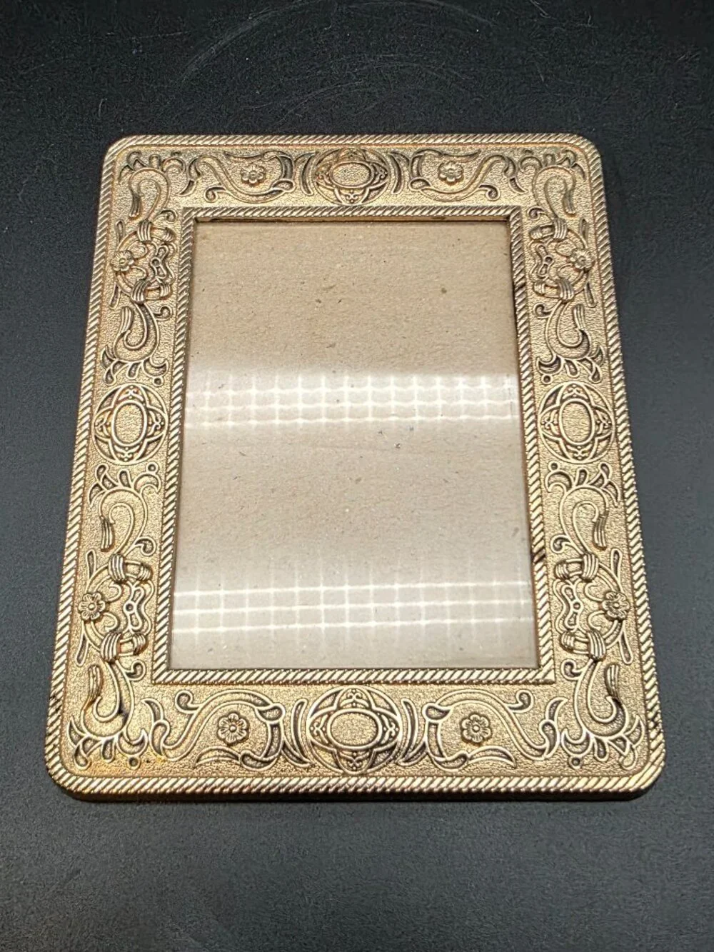 Vintage Heavy Duty Ornate Brass Metal Picture Frame 5x7 Scrollwork